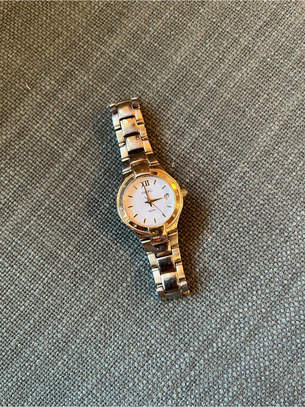 Seiko Two-Tone Gold and Silver Ladies Watch with White Dial